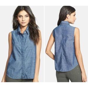 Rag & Bone Sleeveless Chambrey Top